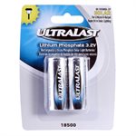 Pack 2 Lithium Phosphate 18500, LiFePO4, 1000 mAh