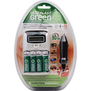 Chargeur AA / AAA 2 heures Ultralast Green